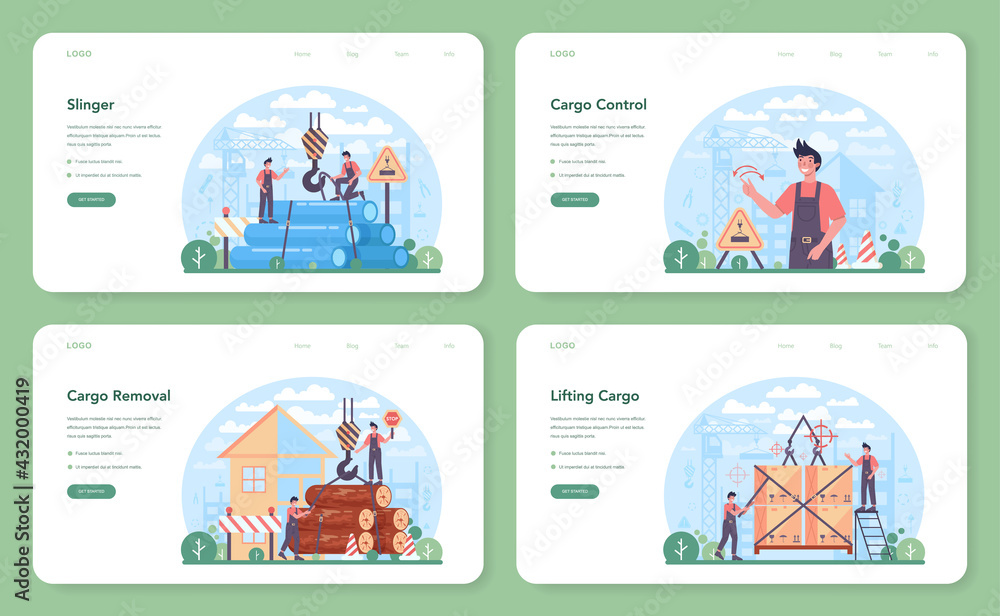 Slinger web banner or landing page set. Professional workers Slinger web banner or landing page set. Professional workers