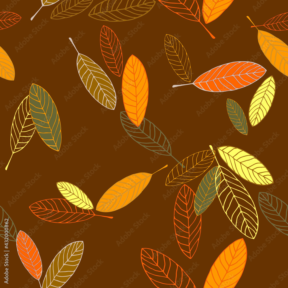 Obraz premium Seamless pattern with hand draw autumn leaves