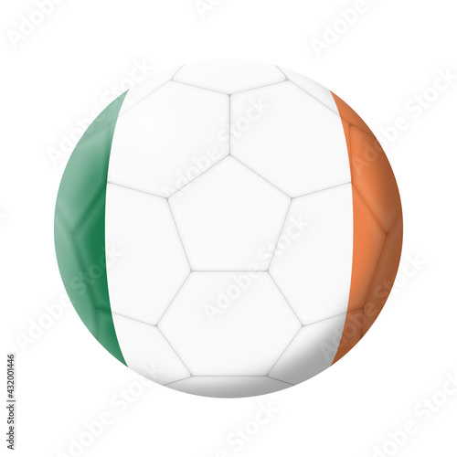 Republic of Irelend soccer ball football 3d illustration isolated on white with clipping path