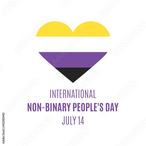 International Non-Binary People's Day vector. Non-Binary pride flag in heart shape icon vector isolated on a white background. Non-Binary People's Day Poster, July 14. Important day