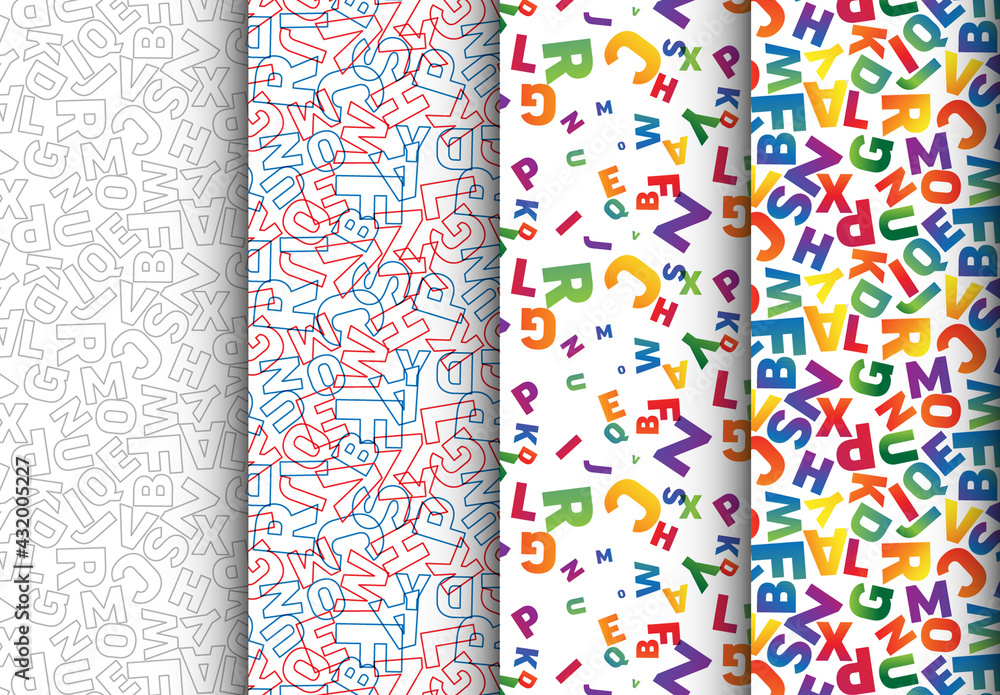 Four Various Pattern with Colorful Numbers Stock Template | Adobe Stock