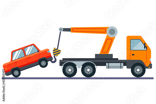 evacuation of the car on a white background. flat vector illustration.