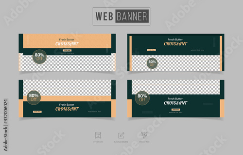 Horizontal web banner template for healthy salad lunch
