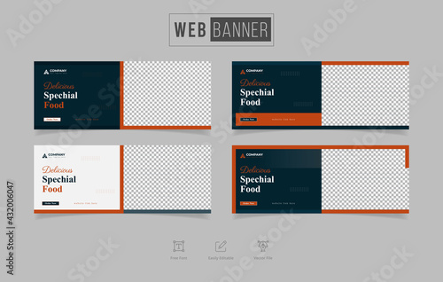 Organic food concept web banner template design