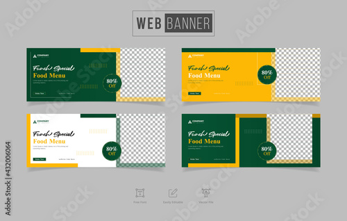 restaurant Food web banner template with a modern