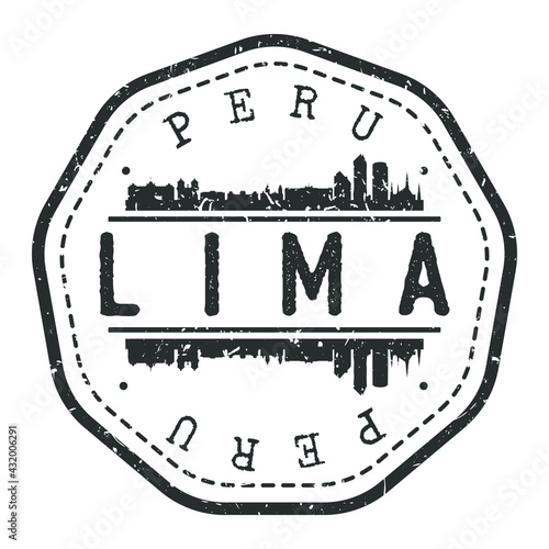 Lima, Peru Stamp Skyline Postmark. Silhouette Postal Passport. City Round Vector Icon. Vintage Postage Design.