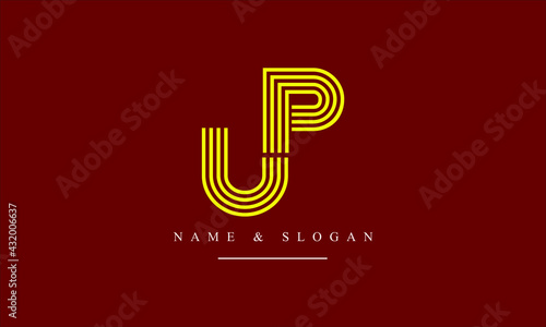 PU, UP, P, U abstract letters logo monogram