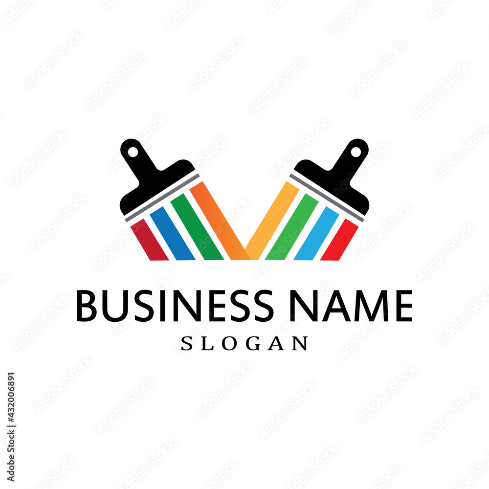 Fototapeta premium simple colored brush paint symbol vector logo
