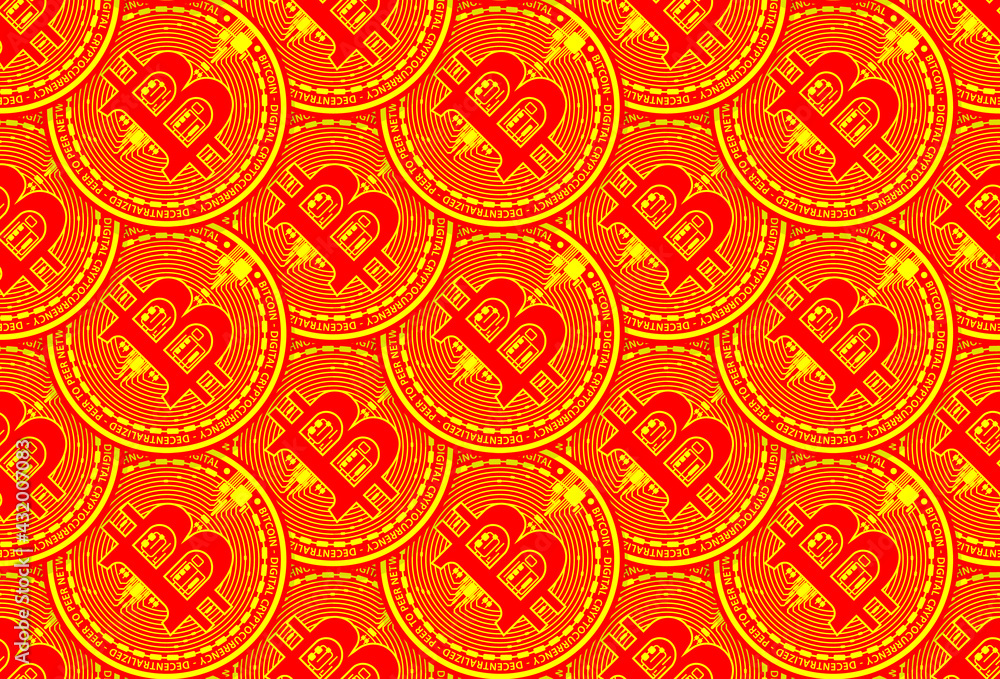 SEAMLESS seam pattern background realistic gold coins virtual crypto currency bitcoin SEAMLESS seam pattern background realistic gold coins virtual crypto currency bitcoin