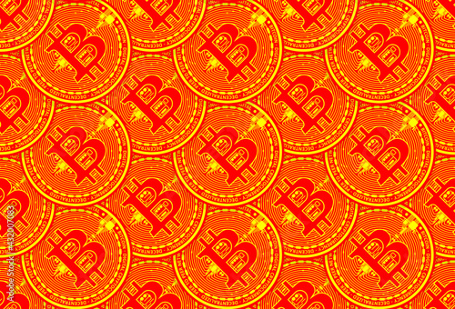 SEAMLESS seam pattern background realistic gold coins virtual crypto currency bitcoin
