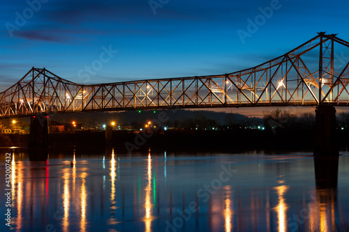 Ironton-Russell Bridge at Sunrise - Cantilever Warren Through Arch - Ohio River - Ironton  Ohio and Russell  Kentucky