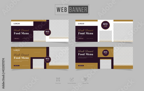 web Banner template for fried chicken dish