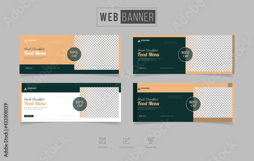 web Banner template for restaurant food