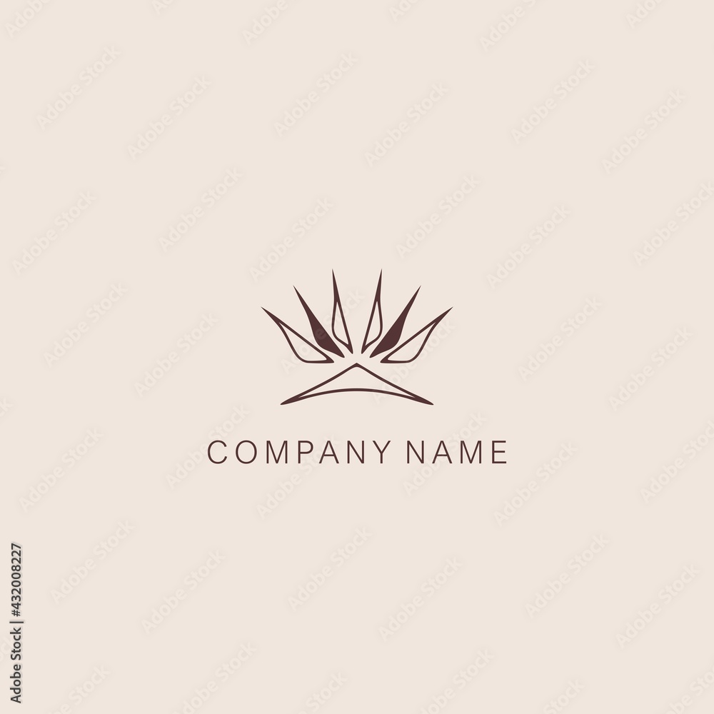 Obraz premium Simple, minimalistic, stylized lotus flower symbol or logo, composed of several elements. Made with a curved contour line and spot.