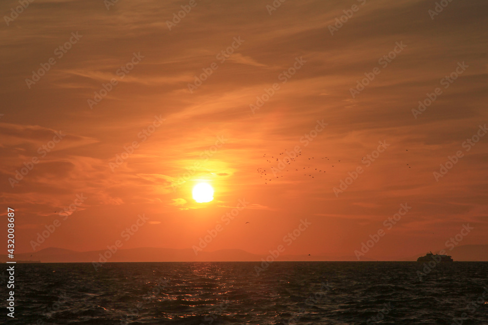 sunset over the sea