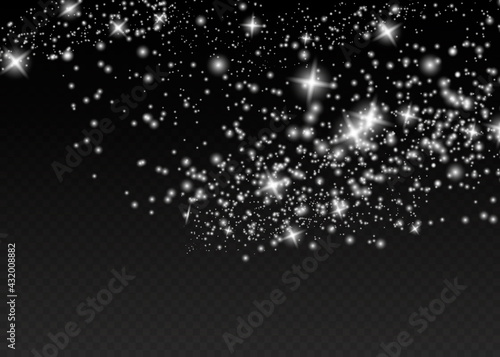 Sparkling magical dust particles . The dust sparks and golden stars shine with special light.