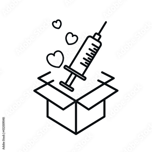 drug and vaccine shipment and delivery. Vaccine distribution concept icon.