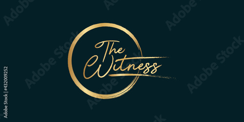 Golden Calligraphy 99 name of Allah. phrase the Witness . isolated circle brush.