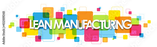 LEAN MANUFACTURING colorful vector typography banner on white background