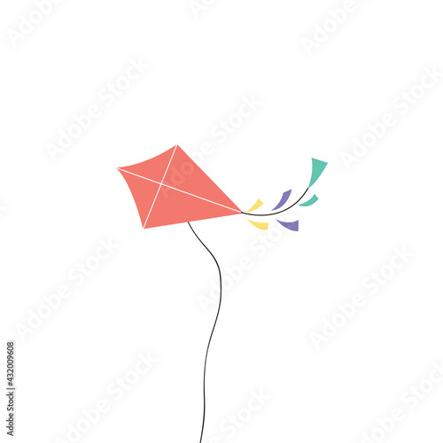 kite flying on clear blue sky background. Vector illustration