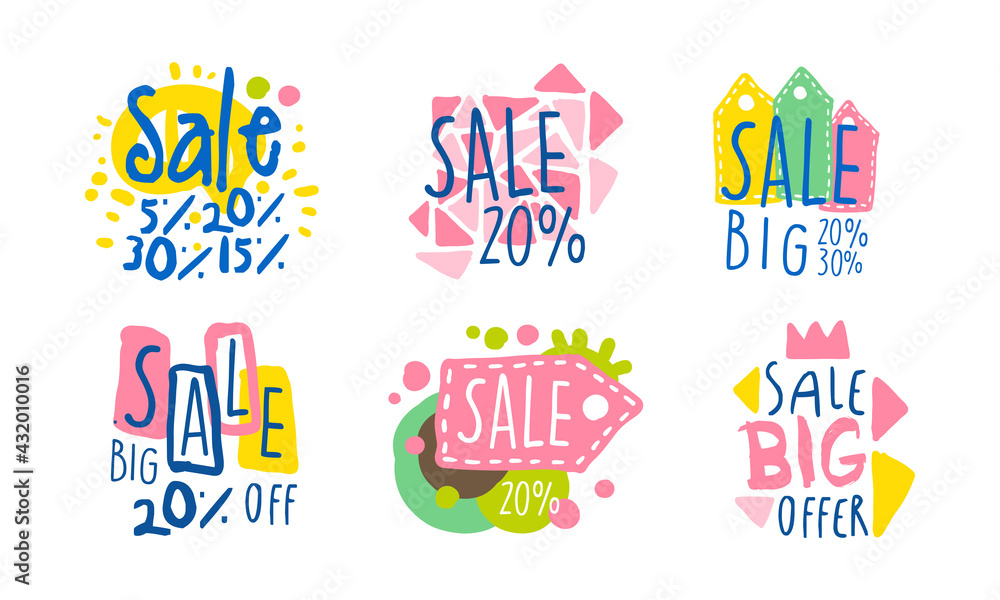 Sale Sticker Design for Shopping and Product Promotion Vector Set Sale Sticker Design for Shopping and Product Promotion Vector Set