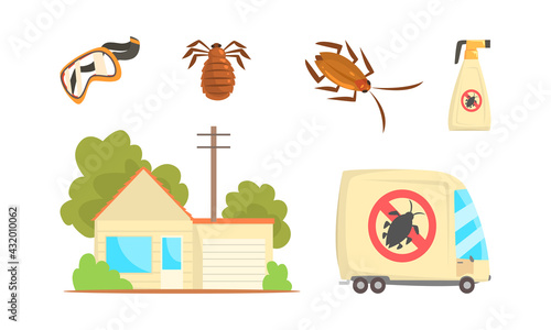 Special Equipment for Pest Control Service and Extermination of Insects Vector Set