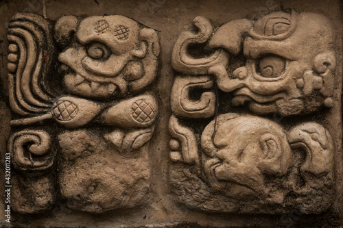 Mayan petroglyphs in Copan, Honduras. photo