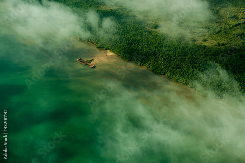 Aerial view of the jungles, beaches and farmland along the east coat of Belize. photo