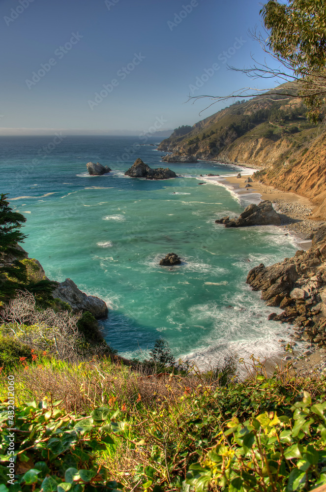 View from McWay Falls at Julia Pfeiffer Burns State Park on the Big Sur Coast of California View from McWay Falls at Julia Pfeiffer Burns State Park on the Big Sur Coast of California