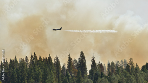 Lead plane identifying where to drop retardant, Rim Fire, Groveland, California photo