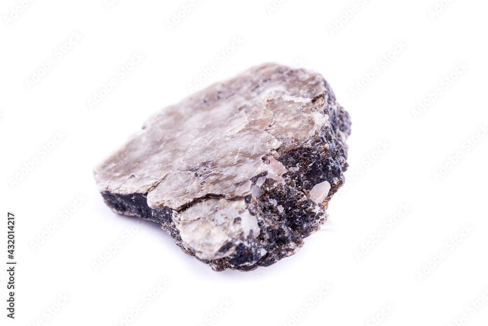macro mineral stone heulandite on a white background