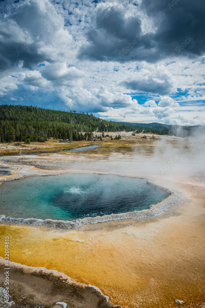The Crested Pool in Upper Geyser Basin, Yellowstone National Park The Crested Pool in Upper Geyser Basin, Yellowstone National Park