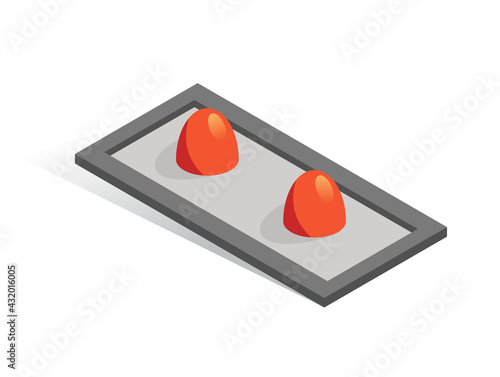 Isometric vector button. Isolated icon. Two switcher in gray and orange color