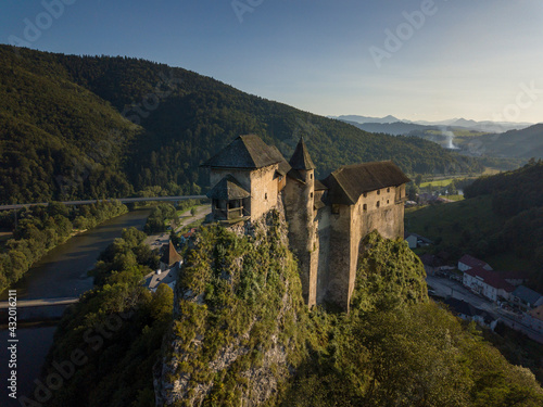 Wallpaper Mural Orava castle in Slovakia. Aerial view at sunrise Torontodigital.ca