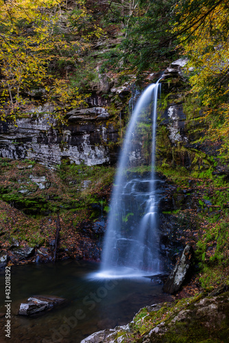 Plattekill Falls - Long Exposure of Waterfall in Autumn - Catskill Mountains, New York