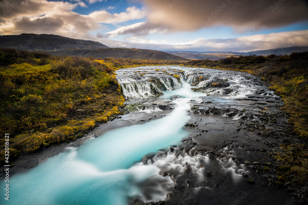 Bruarfoss. One of Iceland's lesser known and smaller waterfalls. Bruarfoss. One of Iceland's lesser known and smaller waterfalls.