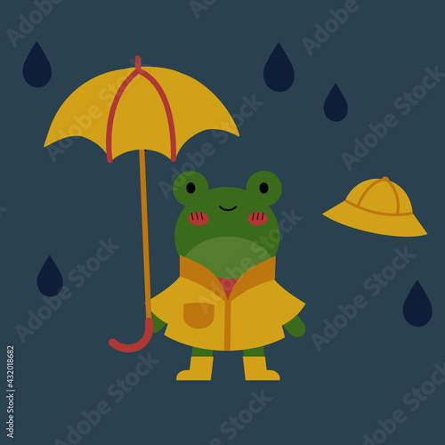 frog with umbrella illustration