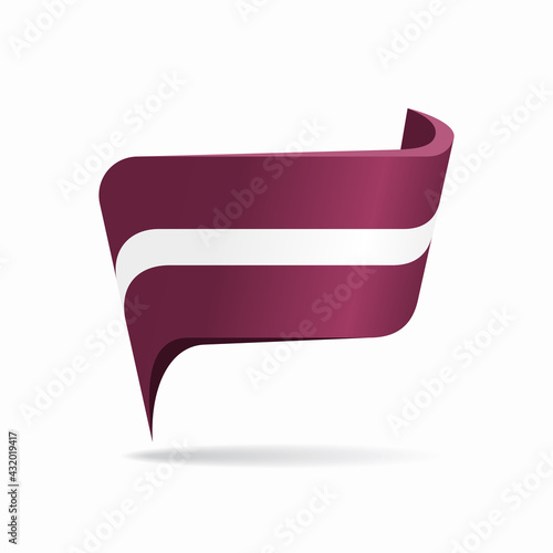 Latvian flag map pointer layout. Vector illustration.