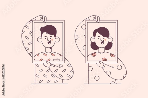 Self identity, identification, self portrait concept