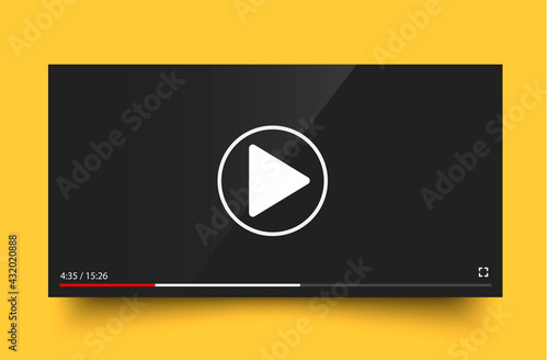 Video player. Multimedia player social media. Video player interface template for web and mobile apps – vector