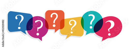 colorful speech bubbles question mark, vector illustration