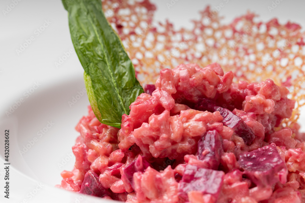 Beetroot risotto. Italian pink risotto Beetroot risotto. Italian pink risotto
