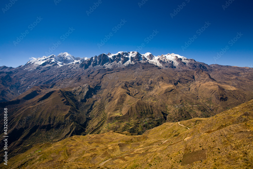 Mt. Ancohuma in the Cordillera Real as seen from the Bolivian Altiplano. Mt. Ancohuma in the Cordillera Real as seen from the Bolivian Altiplano.