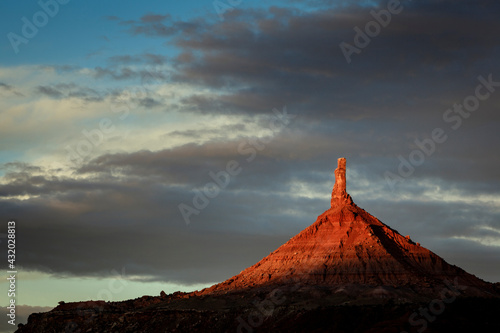 Sunrise on North Six-shooter tower, Indian Creek, Utah. photo