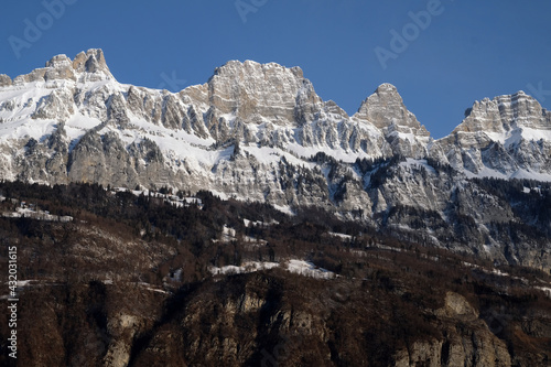 Mountains in winter at Flumserberg near Walensee, Switzerland
