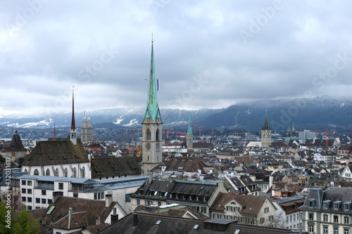 Zurich, Switzerland, City view, Imperial Abbey of Fraumunster