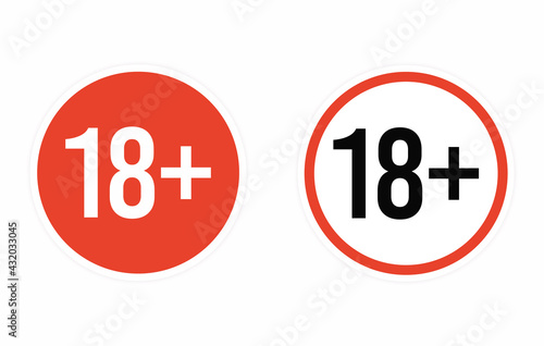 Under 18 sticker vector illustration. 18 plus adults only concept. Adults only 18 years sticker.