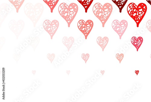 Light Pink  Red vector pattern with colorful hearts.