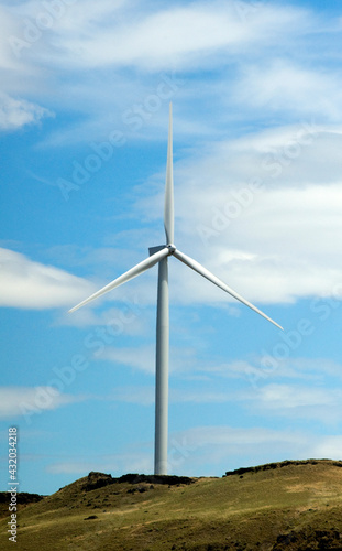 A wind turbine seen from highway 84 in Oregon's Columbia River Gorge. photo