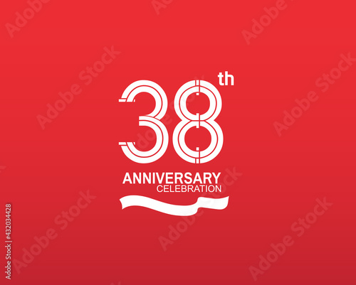 38 anniversary logotype flat design white color isolated on red background. vector can be use for template, company special event and celebration moment